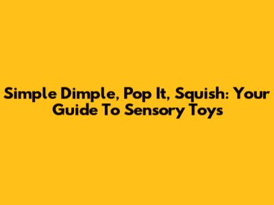 Simple Dimple, Pop It, Squish: Your Guide To Sensory Toys