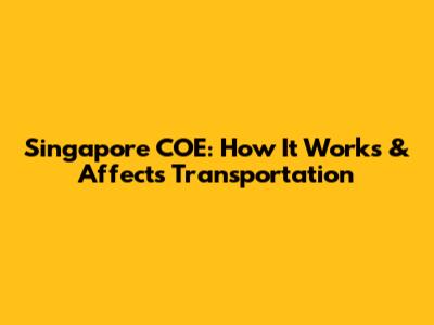 Singapore COE: How It Works & Affects Transportation