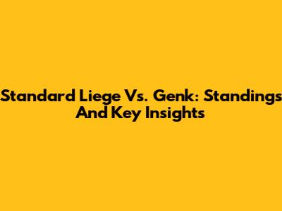 Standard Liege Vs. Genk: Standings And Key Insights
