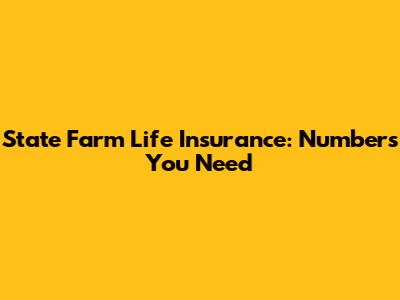 State Farm Life Insurance: Numbers You Need