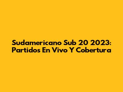 Sudamericano Sub 20 2023: Partidos En Vivo Y Cobertura