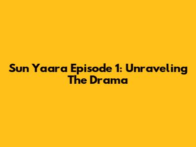 Sun Yaara Episode 1: Unraveling The Drama