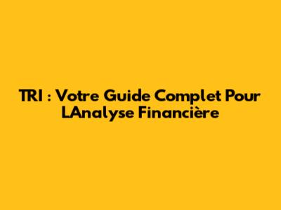 TRI : Votre Guide Complet Pour L'Analyse Financière