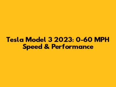 Tesla Model 3 2023: 0-60 MPH Speed & Performance