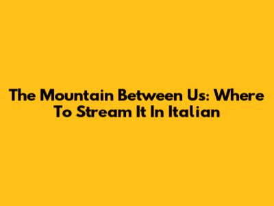 The Mountain Between Us: Where To Stream It In Italian