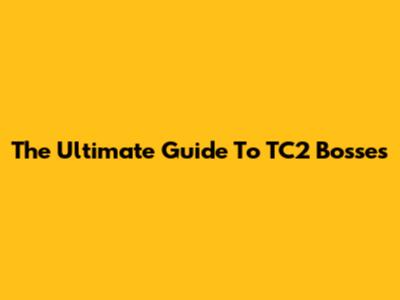 The Ultimate Guide To TC2 Bosses