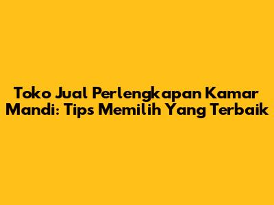 Toko Jual Perlengkapan Kamar Mandi: Tips Memilih Yang Terbaik