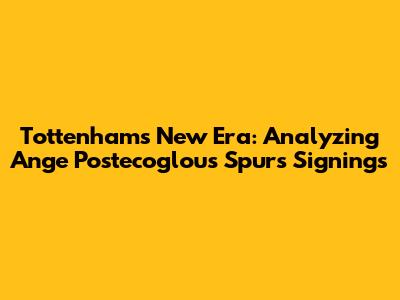 Tottenham's New Era: Analyzing Ange Postecoglou's Spurs Signings