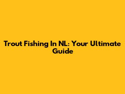 Trout Fishing In NL: Your Ultimate Guide