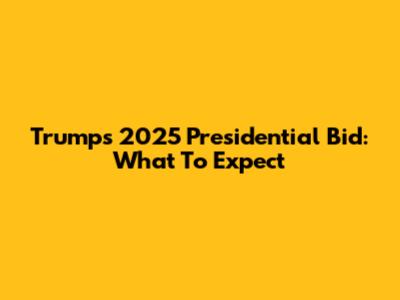 Trump's 2025 Presidential Bid: What To Expect