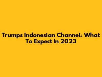 Trump's Indonesian Channel: What To Expect In 2023