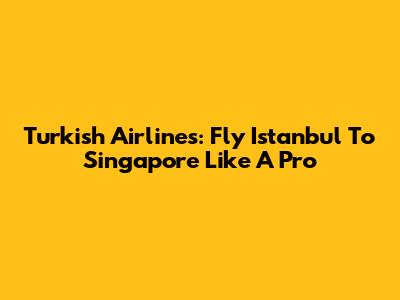 Turkish Airlines: Fly Istanbul To Singapore Like A Pro