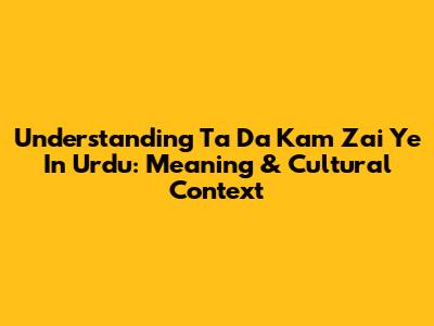 Understanding 'Ta Da Kam Zai Ye' In Urdu: Meaning & Cultural Context