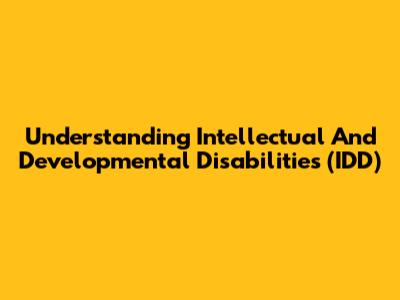 Understanding Intellectual And Developmental Disabilities (IDD)