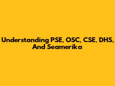 Understanding PSE, OSC, CSE, DHS, And Seamerika