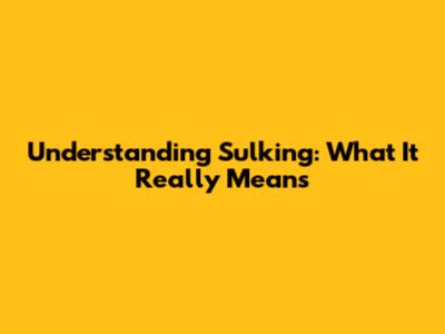 Understanding Sulking: What It Really Means