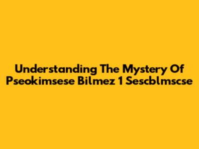 Understanding The Mystery Of Pseokimsese Bilmez 1 Sescblmscse