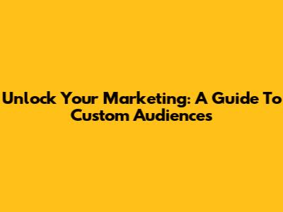 Unlock Your Marketing: A Guide To Custom Audiences