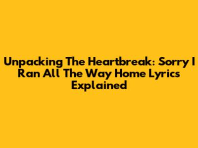 Unpacking The Heartbreak: 'Sorry I Ran All The Way Home' Lyrics Explained