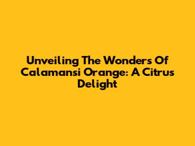 Unveiling The Wonders Of Calamansi Orange: A Citrus Delight