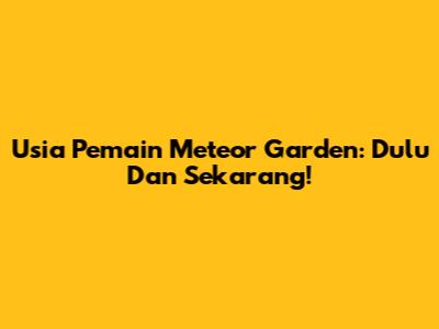 Usia Pemain Meteor Garden: Dulu Dan Sekarang!