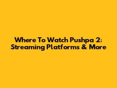 Where To Watch Pushpa 2: Streaming Platforms & More