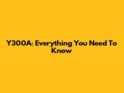 Y300A: Everything You Need To Know