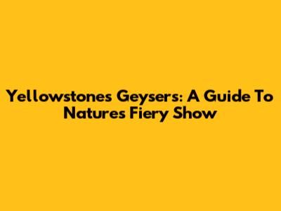 Yellowstone's Geysers: A Guide To Nature's Fiery Show