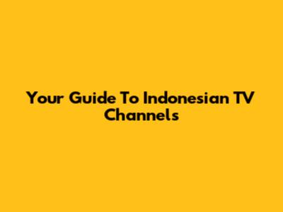 Your Guide To Indonesian TV Channels
