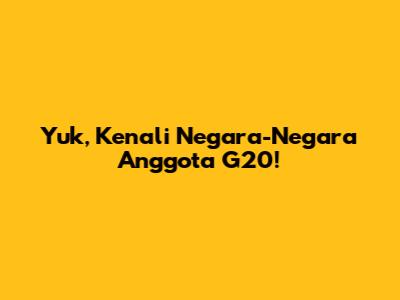 Yuk, Kenali Negara-Negara Anggota G20!
