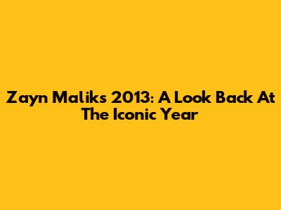 Zayn Malik's 2013: A Look Back At The Iconic Year